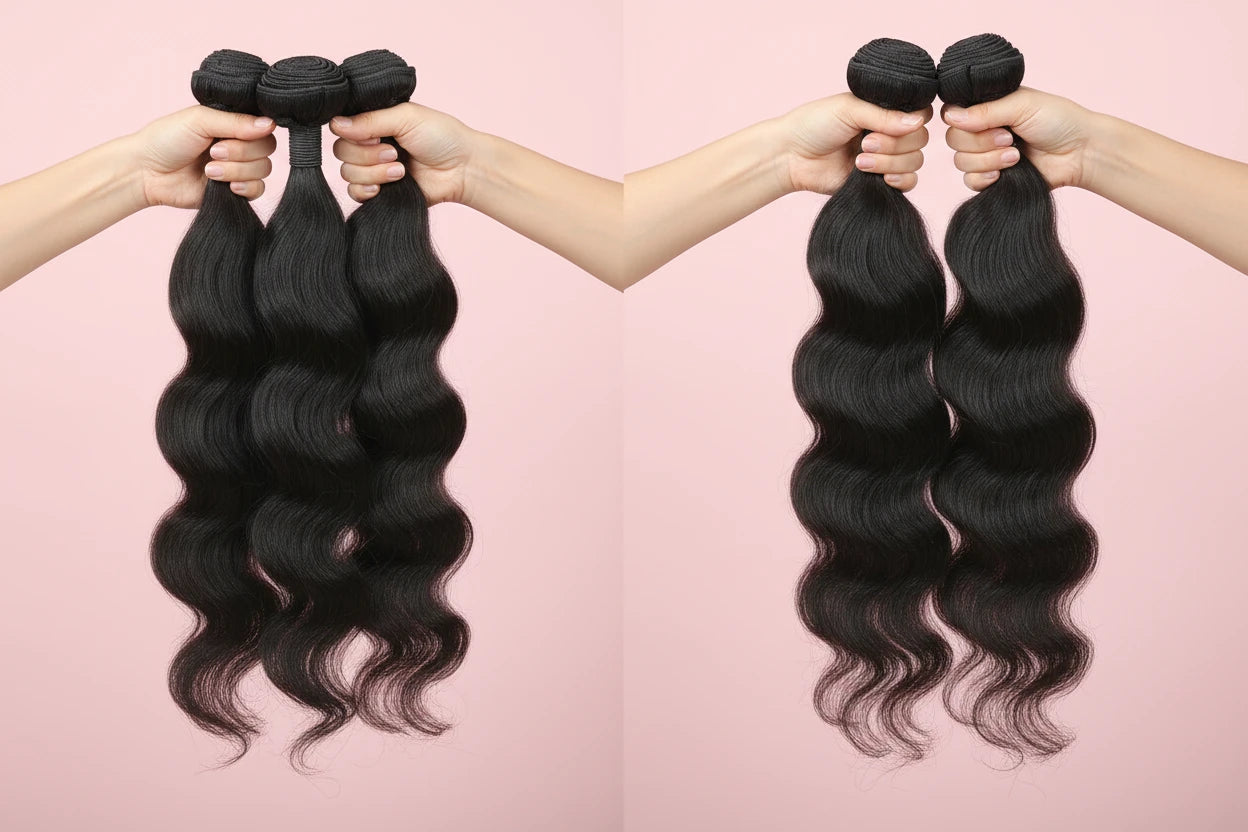 Brazilian Body Wave Bundles Including Closure – 100% Remy Human Hair Weave (3/4 Bundles + Lace Closure)