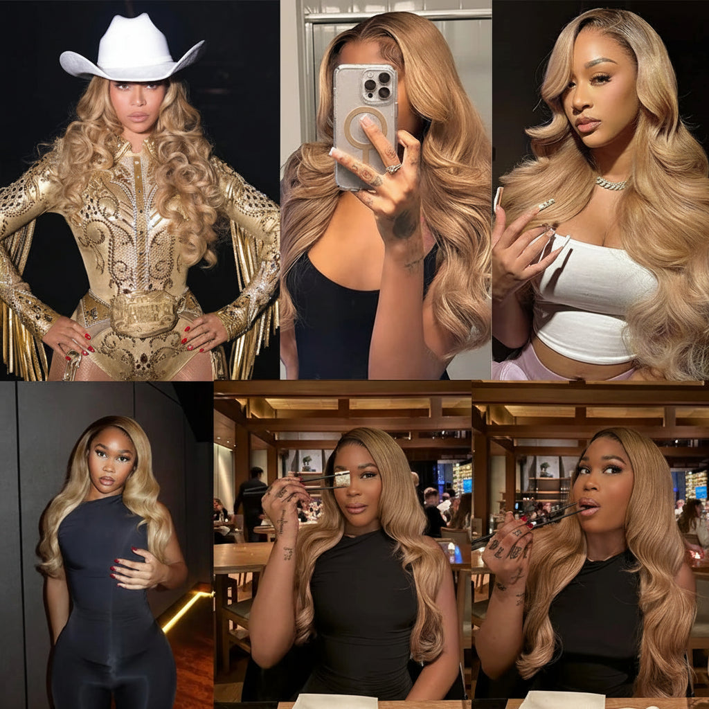 Honey Blonde Body Wave Bundles™ | Premium Raw Blend Brazilian Human Hair Extensions | T1B/27 Ombre