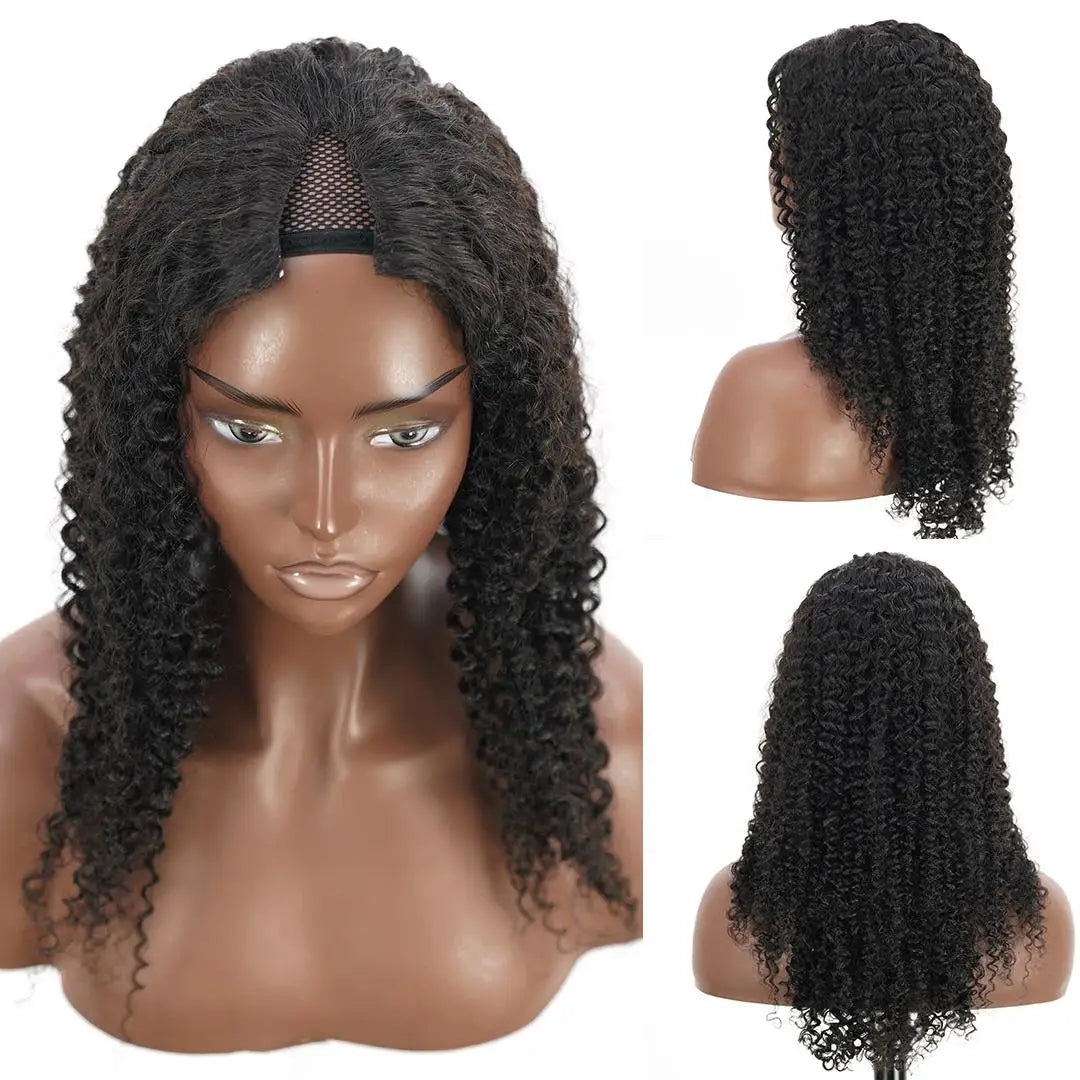V-Part Kinky Curly Human Hair Wig