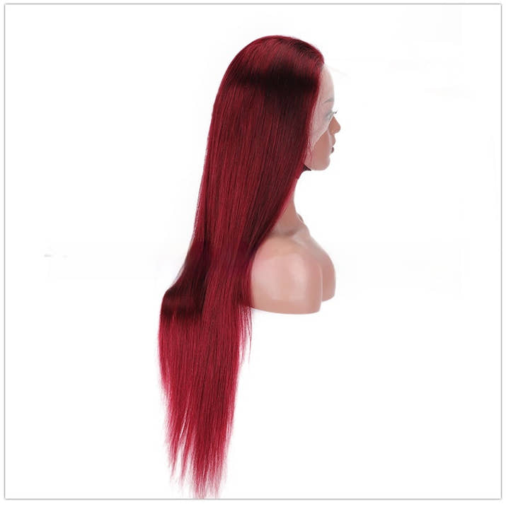 Wine Red Straight Lace Wig