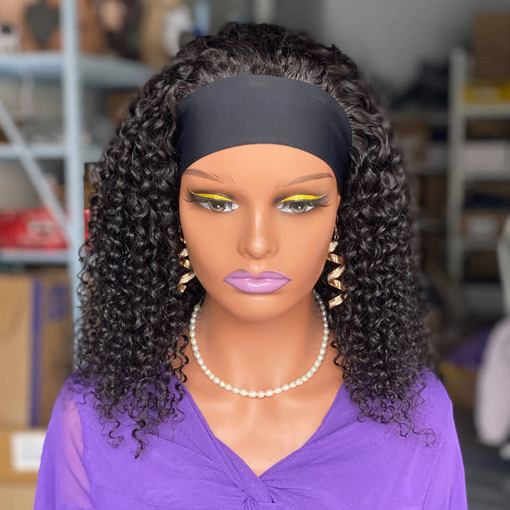 4c Curly Human Hair Headband Wig