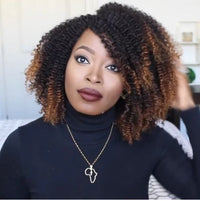 Colored wig short curly hair