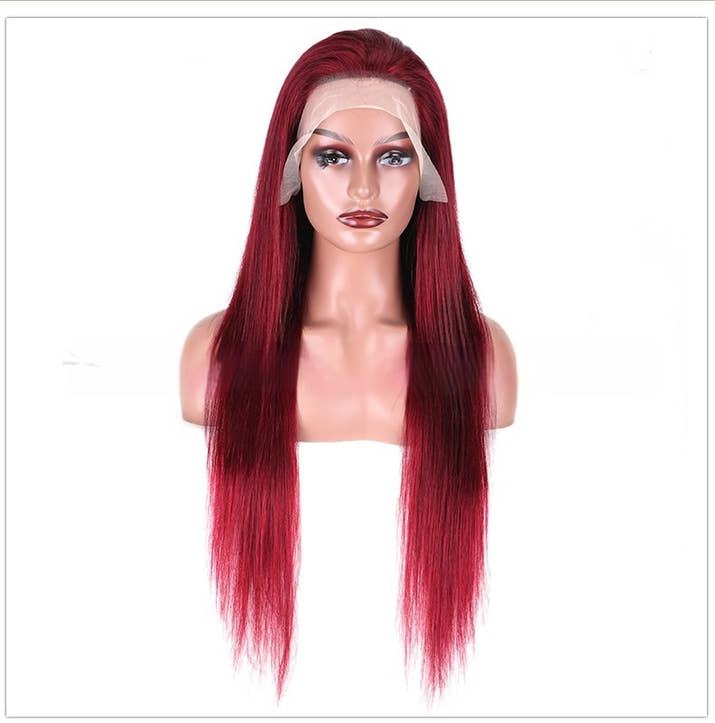 Wine Red Straight Lace Wig