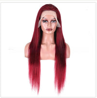 Wine Red Straight Lace Wig
