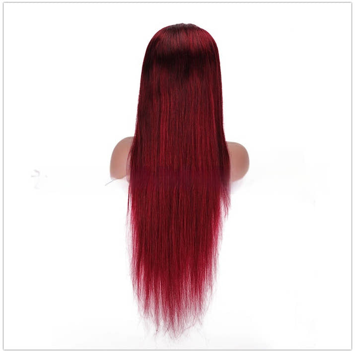 Wine Red Straight Lace Wig