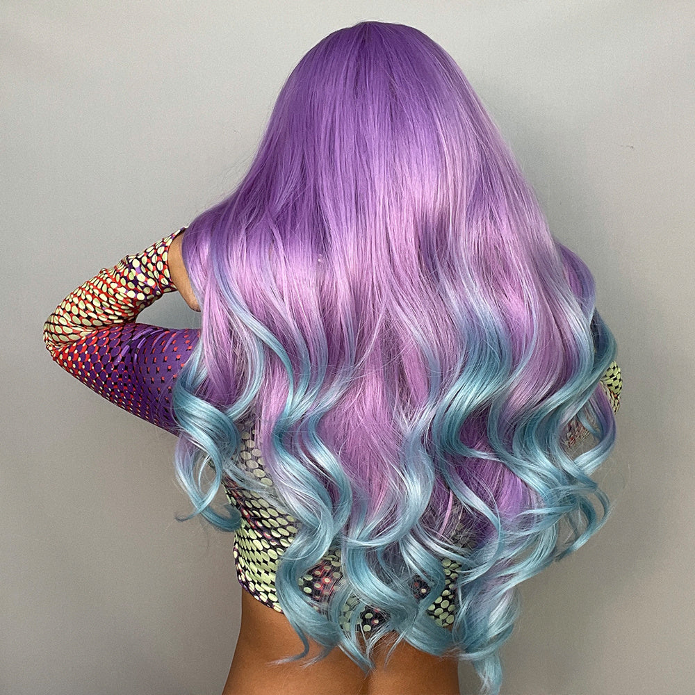 Purple & Blue ombré Hair synthetic blend cosplay wig