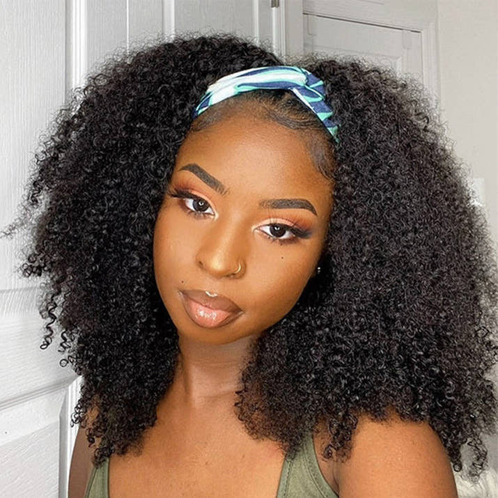 4c Curly Human Hair Headband Wig