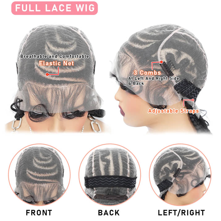 Synthetic Full Lace Cornrow Braided Wigs 16Inch Lace Frontal Braids Wigs for Black Women Bantu Lace Braiding Wigs with Baby Hair
