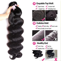 PerisModa 100% Human Hair Body Wave Bundles Human Hair Brazilian Natural Black 3/4 Bundle Deals Virgin Hair Raw Hair Extensions
