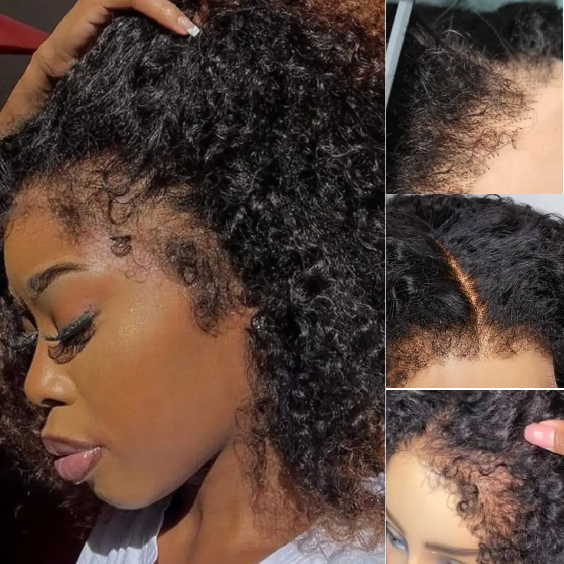 Kinky Curly Lace Front Wig 4C Edges Baby Hair Human Hair Wig Natural Hairline 180% Density Average Cap Size Glueless Option