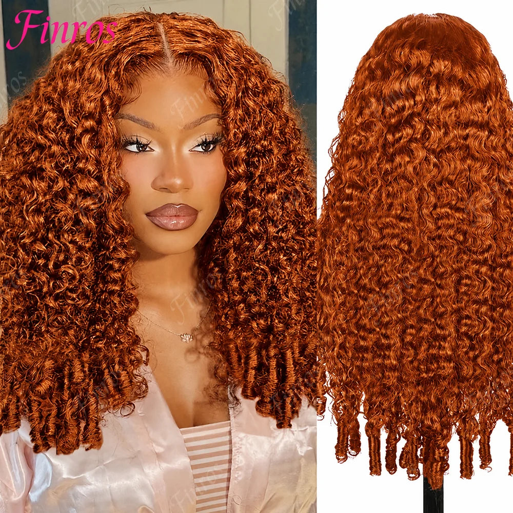 Ginger Orange Burmese Curly Human Hair Wig Pre Plucked 13x6 Hd Lace Front Human Hair Wig #350 Colored Wig Human Hair 200 Density