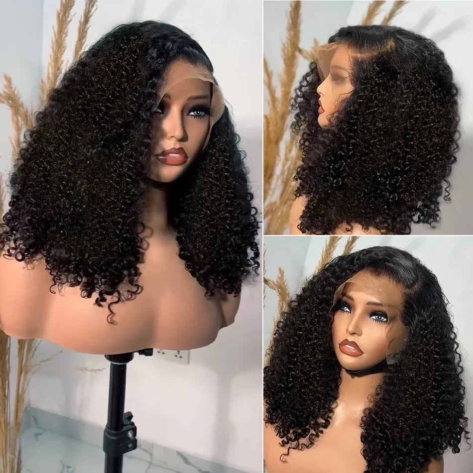 300% Brazilian Curly Short Bob 13x6 HD Lace Front Human Hair Wigs Brazilian Deep Wave 13x4 Transparent Lace Frontal Remy Wig