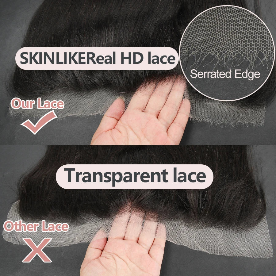 BEEOS Skinlike 13x6 HD Lace Frontal Only Pre Plucked Straight 6x6 5X5 HD Lace Closure Only Brazilian Human Hair 13x4 HD Frontal
