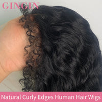 Kinky Curly Lace Front Wig 4C Edges Baby Hair Human Hair Wig Natural Hairline 180% Density Average Cap Size Glueless Option