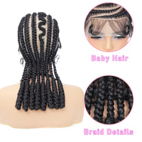 Synthetic Full Lace Cornrow Braided Wigs 16Inch Lace Frontal Braids Wigs for Black Women Bantu Lace Braiding Wigs with Baby Hair