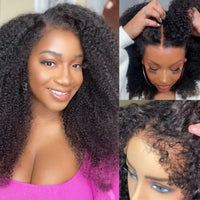 Kinky Curly Lace Front Wig 4C Edges Baby Hair Human Hair Wig Natural Hairline 180% Density Average Cap Size Glueless Option