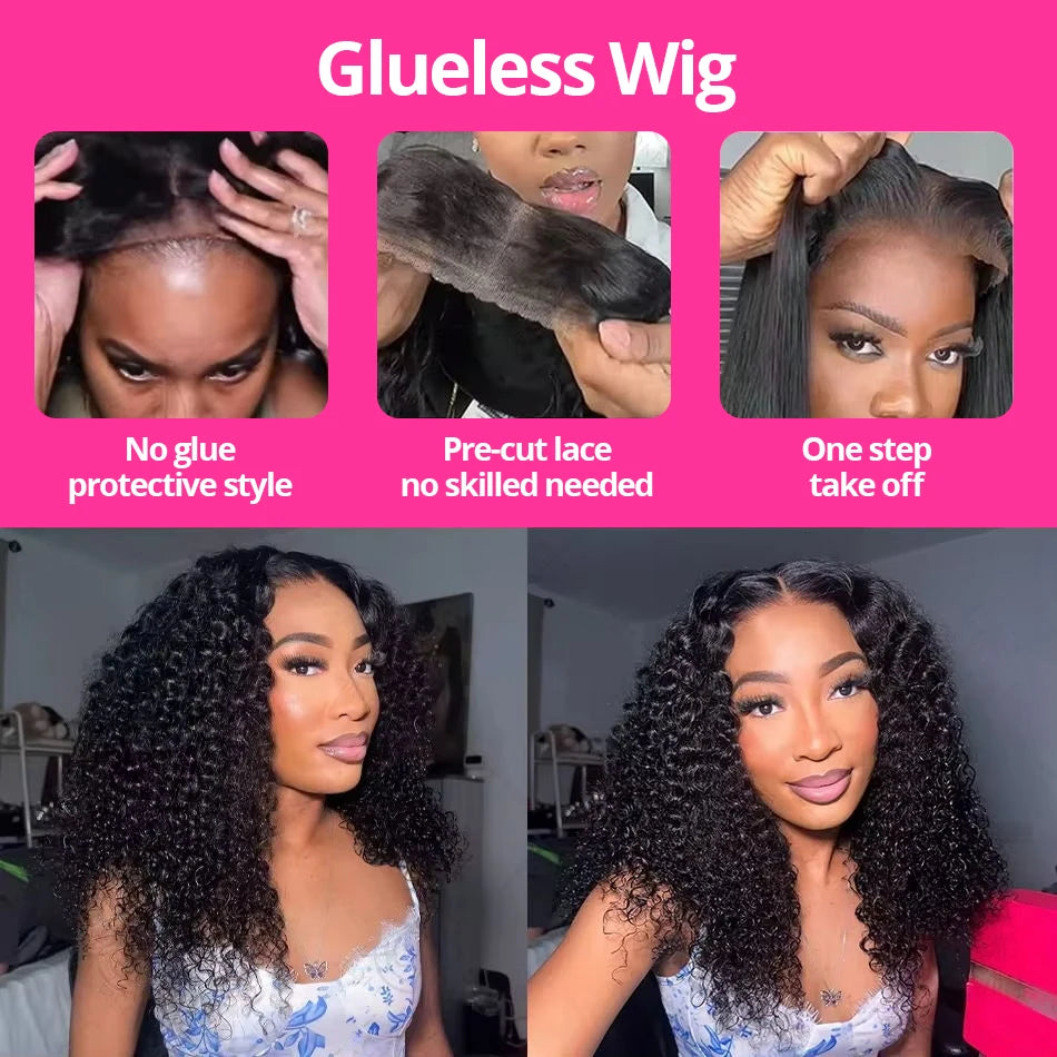 300% Brazilian Curly Short Bob 13x6 HD Lace Front Human Hair Wigs Brazilian Deep Wave 13x4 Transparent Lace Frontal Remy Wig