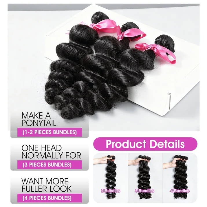 30 38 40 Inch Loose Deep Wave Double Weft Human Hair Curly Bundles Extensions Tissage Unprocessed Brazilian Hair 1 2 3 4 Weave