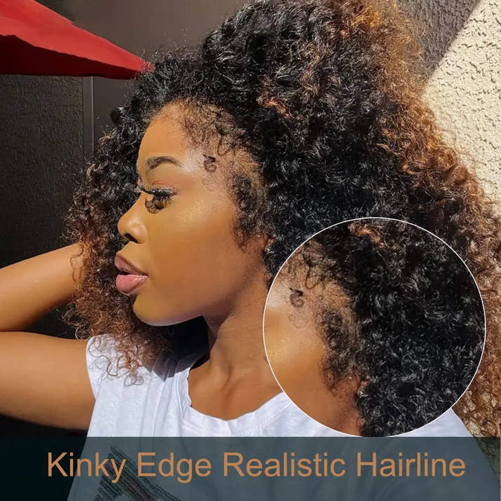 Kinky Curly Lace Front Wig 4C Edges Baby Hair Human Hair Wig Natural Hairline 180% Density Average Cap Size Glueless Option