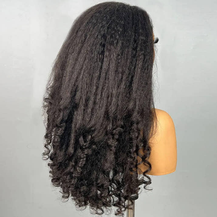 Kinky Straight Burmese Curly 100% Human hair Headband Wigs With Drawstring Glueless Wig Wear And Go Yaki Straight Headband Wig