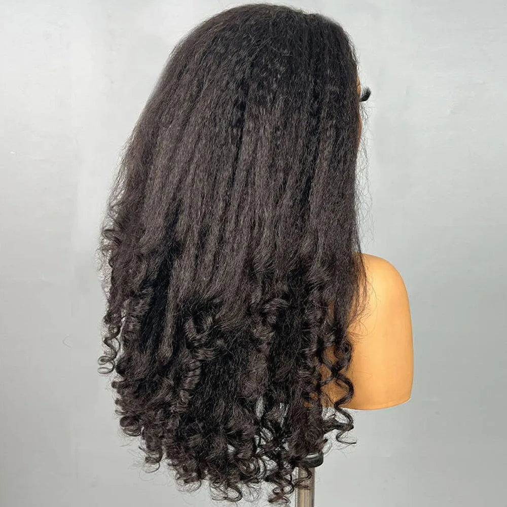Kinky Straight Burmese Curly 100% Human hair Headband Wigs With Drawstring Glueless Wig Wear And Go Yaki Straight Headband Wig