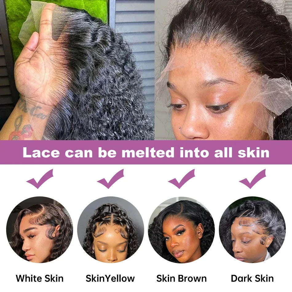 300% Brazilian Curly Short Bob 13x6 HD Lace Front Human Hair Wigs Brazilian Deep Wave 13x4 Transparent Lace Frontal Remy Wig