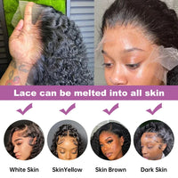 300% Brazilian Curly Short Bob 13x6 HD Lace Front Human Hair Wigs Brazilian Deep Wave 13x4 Transparent Lace Frontal Remy Wig