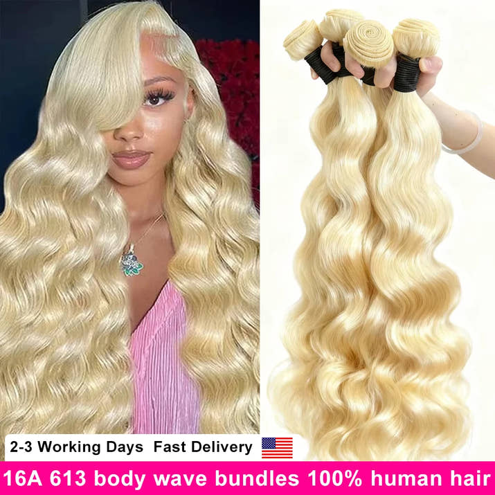 16A Blonde 613 Body Wave Human Hair Bundles 100% Unprocessed Brazilian Remy Hair 30 40 Inch raw hair bundles Weave Extension