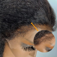 Kinky Curly Lace Front Wig 4C Edges Baby Hair Human Hair Wig Natural Hairline 180% Density Average Cap Size Glueless Option