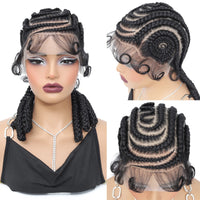 Synthetic Full Lace Cornrow Braided Wigs 16Inch Lace Frontal Braids Wigs for Black Women Bantu Lace Braiding Wigs with Baby Hair