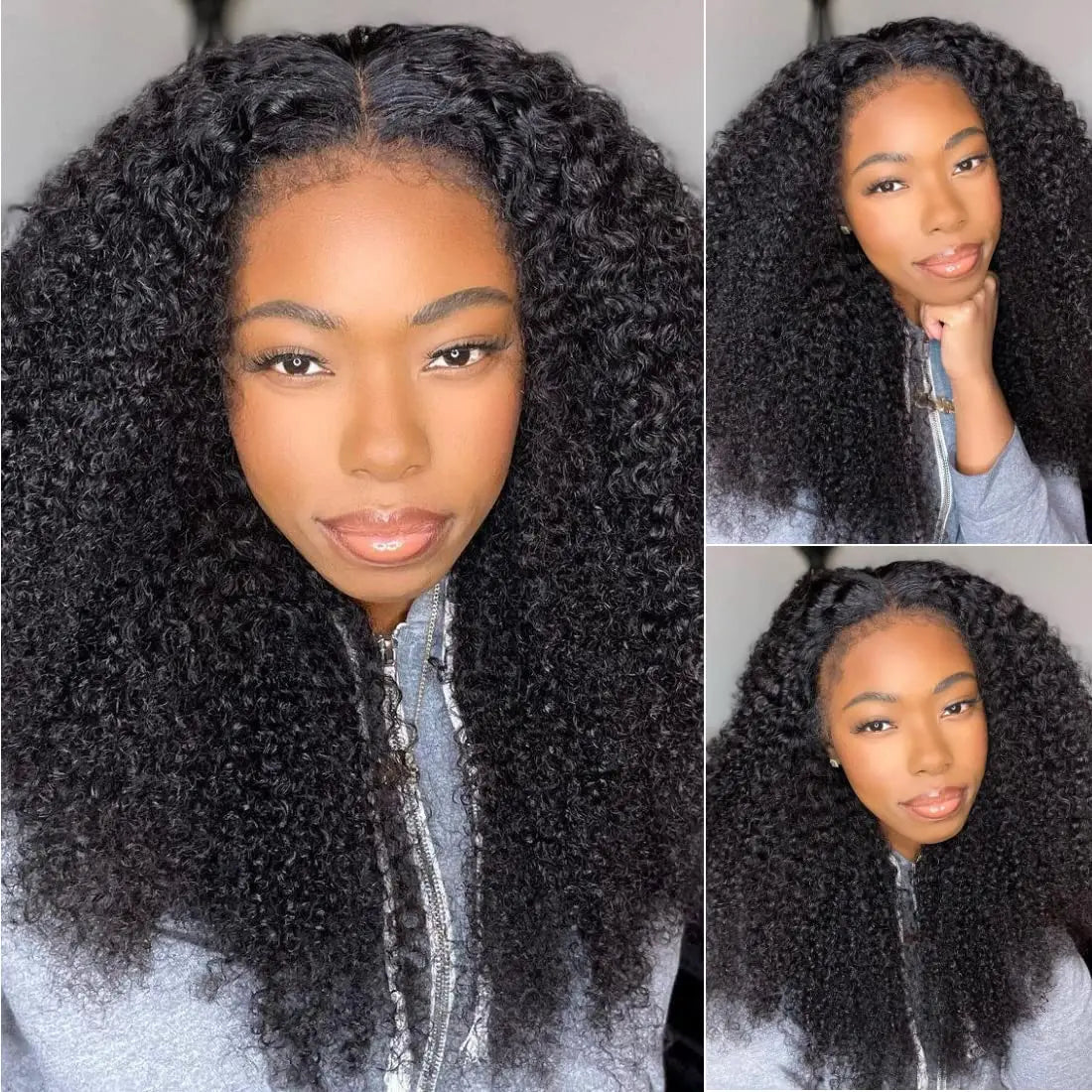 Kinky Curly Lace Front Wig 4C Edges Baby Hair Human Hair Wig Natural Hairline 180% Density Average Cap Size Glueless Option