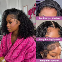 300% Brazilian Curly Short Bob 13x6 HD Lace Front Human Hair Wigs Brazilian Deep Wave 13x4 Transparent Lace Frontal Remy Wig