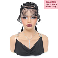 Synthetic Full Lace Cornrow Braided Wigs 16Inch Lace Frontal Braids Wigs for Black Women Bantu Lace Braiding Wigs with Baby Hair
