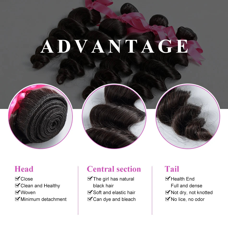 30 38 40 Inch Loose Deep Wave Double Weft Human Hair Curly Bundles Extensions Tissage Unprocessed Brazilian Hair 1 2 3 4 Weave