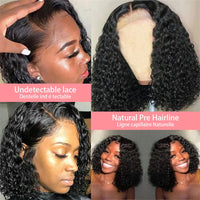 300% Brazilian Curly Short Bob 13x6 HD Lace Front Human Hair Wigs Brazilian Deep Wave 13x4 Transparent Lace Frontal Remy Wig