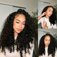 250 Density Burmese Curly Half Wig Glueless Human Hair Ready to Wear 3 IN 1 Half Wig With Drawstring Seamless Clip Ins Flip Over