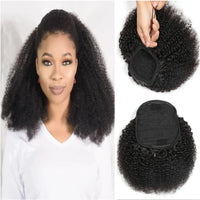 Glue-less Half Wig Kinky Curly Human Hair