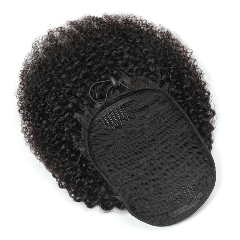 Glue-less Half Wig Kinky Curly Human Hair