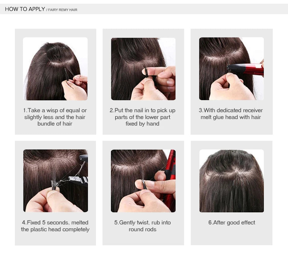 Fairy Remy Hair 0.5g/strand 12/14 inch Real Remy K Flat Tip Human Hair Extensions Silky Straight Pre Bonded Keratin Hair