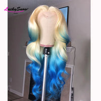 Cosplay Colored Green Grey Pink Blue Red Body Wave 28 Inches 13x4 HD Lace Frontal Wigs Brazilian Human Hair Wig For Women