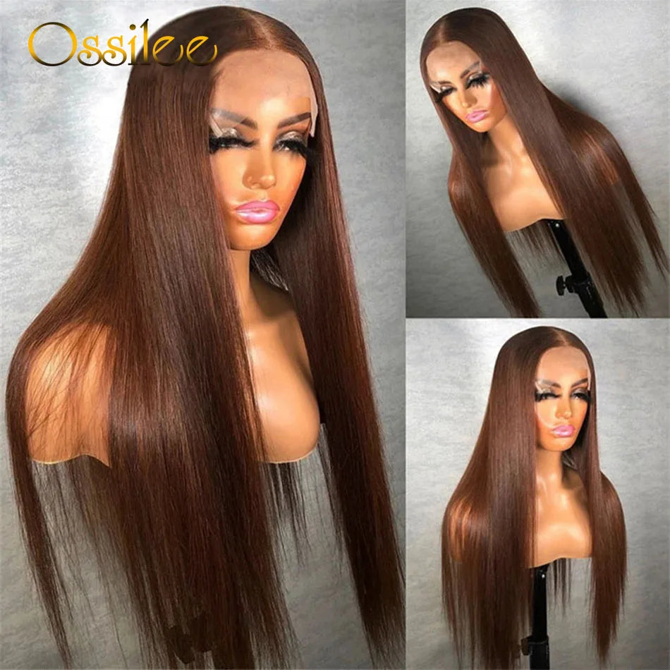 Chocolate Brown Straight Hd Lace Wig 180 density
