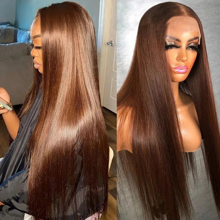 Chocolate Brown Straight Hd Lace Wig 180 density