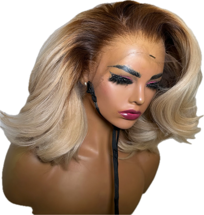 613 Ombre Blonde Lace Front Bob Wig Human Hair | 13x4 Transparent Lace, Pre-Plucked Hairline