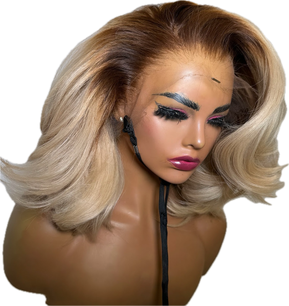 613 Ombre Blonde Lace Front Bob Wig Human Hair | 13x4 Transparent Lace, Pre-Plucked Hairline