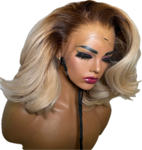 613 Ombre Blonde Lace Front Bob Wig Human Hair | 13x4 Transparent Lace, Pre-Plucked Hairline