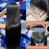 Bone Straight 13x6 HD Lace Frontal Wig 5x5 Closure Glueless Wig 100% Human Hair 30 40 Inch 13x4 Transparent Lace Pre Plucked Wig