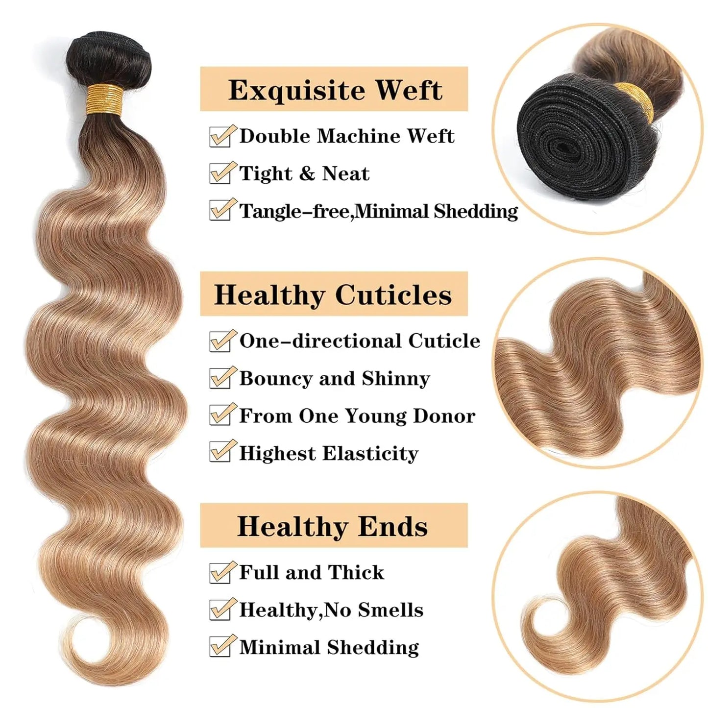 Honey Blonde Bundles Human Hair Body Wave Human Hair Bundles Remy Brazilian Human Hair Weave Extentions 1/3/4 pcs Bundle Deals