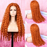 Ginger Orange Burmese Curly Human Hair Wig Pre Plucked 13x6 Hd Lace Front Human Hair Wig #350 Colored Wig Human Hair 200 Density