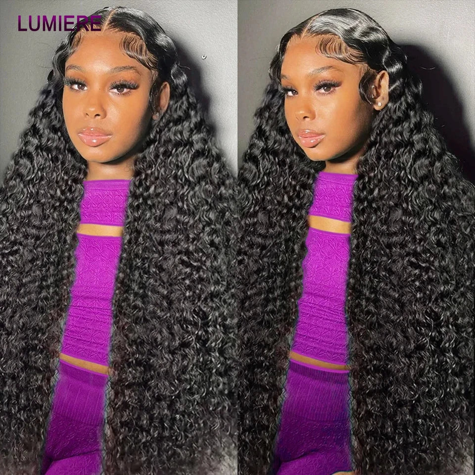 100% Virgin Afro Deep kinky Curl human hair HD Transparent Lace Front Closure with bundles