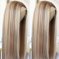 24" Blonde Highlight Straight Lace Wig